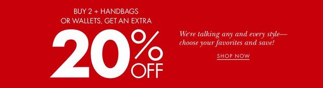 Buy 2 Handbags Or Wallets Get Extra 20 Off Image