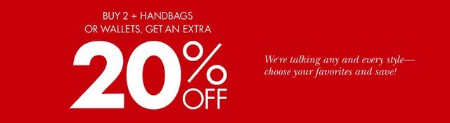 Buy 2 Handbags Or Wallets Get Extra 20 Off Image