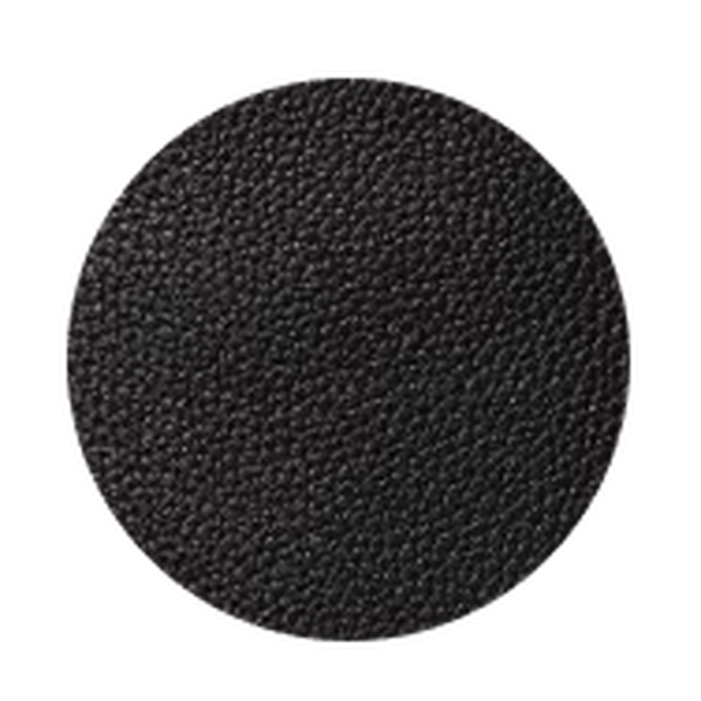 Black textured circular coaster with a pebbled surface finish.
