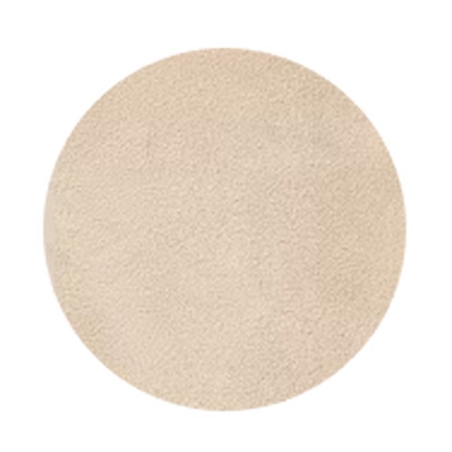 Beige textured circular pad or mat with a soft, fabric-like surface.